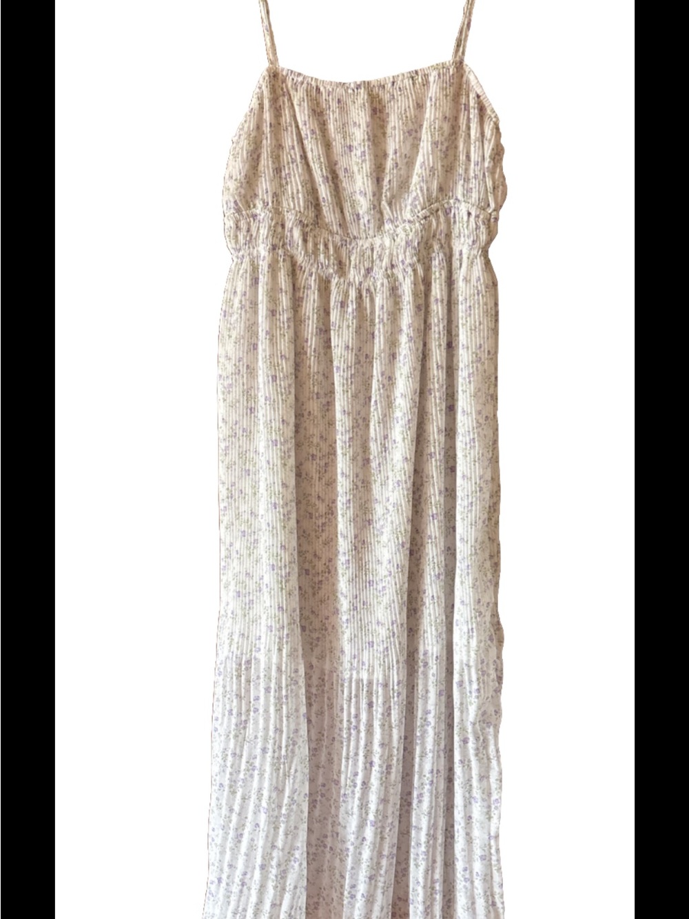 Lush White Lavender Floral Maxi Sundress Straight Neck Size Small NWOT